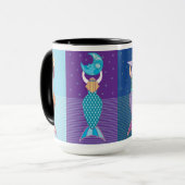多様な人魚ブラックアクセントコーヒーマグ15オズ マグカップ (正面左)
