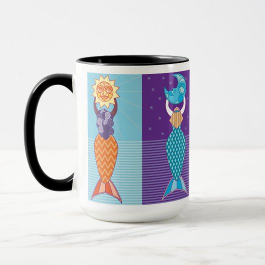 多様な人魚ブラックアクセントコーヒーマグ15オズ マグカップ (左)