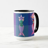 多様な人魚ブラックアクセントコーヒーマグ15オズ マグカップ (正面右)