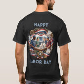 多様な医療従事者 愛国労働者の日 チームアート Tシャツ (裏面)