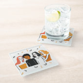 多様な女の子と様々な国籍が一緒に。 ガラスコースター (アングル)