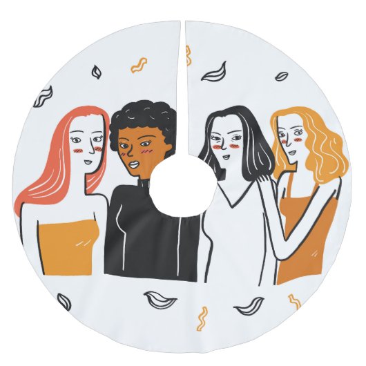 多様な女の子と様々な国籍が一緒に。 ブラッシュドポリエステルツリースカート (正面)