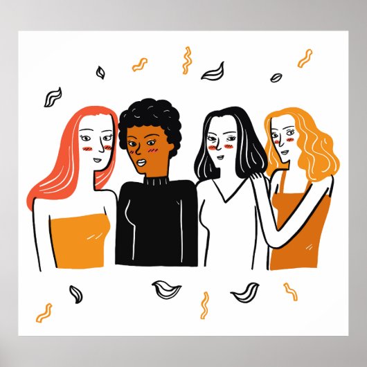 多様な女の子と様々な国籍が一緒に。 ポスター (正面)