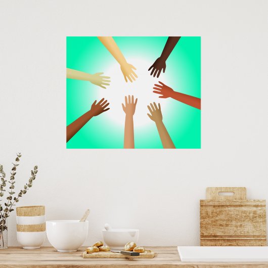 多様な手 ポスター (キッチン)