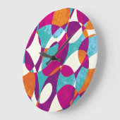 多様な色、ヴィンテージパターンのコレクション。 ラージ壁時計 (傾斜)