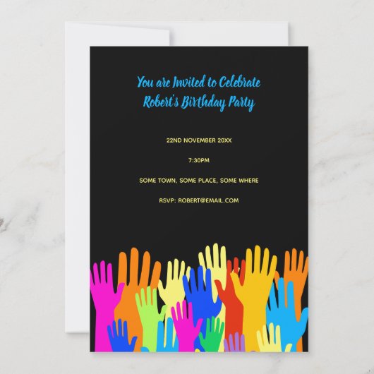 多様カラフルなグループの挙手コミュニティ 招待状 (裏面)