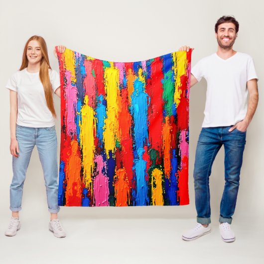 多様カラフルな人間つながり芸術 フリースブランケット (インサイチュ)