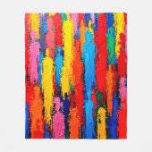 多様カラフルな人間つながり芸術 フリースブランケット (正面)