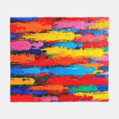 多様カラフルな人間つながり芸術 フリースブランケット (正面(横))