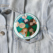 多様国際的なキャラクターを持つ女性の日 缶バッジ (インサイチュ)