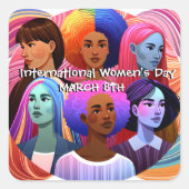 多様国際的な女性の日 スクエアシール (正面)