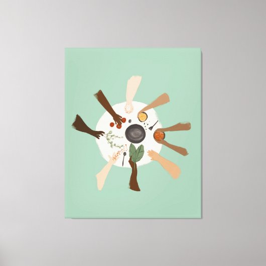 多様性とコミュニティのポスターを通じた団結 キャンバスプリント (正面)