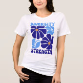 多様性の強さ レトロ フラワー タイポグラフィ トライブレンドTシャツ (正面)