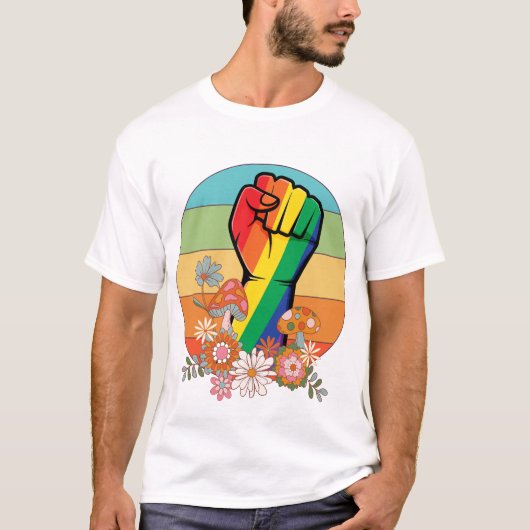 多様性の統一：LGBTプライドTシャツ Tシャツ (正面)
