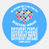 多様性の美しいモザイク引用文 ラウンドシール (正面)