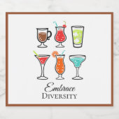 多様性を受け入れるかわいいモダンイラストスクリプト リキュールボトルラベル (シングルラベル)