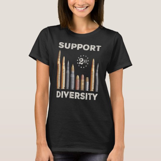 多様性を支援 第二修正銃の権利 Tシャツ (正面)
