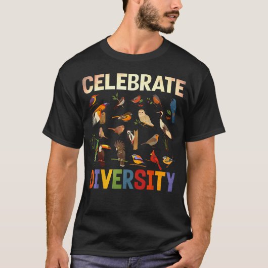 多様性を祝う 鳥 鳥類 動物 Tシャツ (正面)