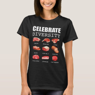 多様性を祝おう ステーキ好きの種類 冗談ステーキ Tシャツ