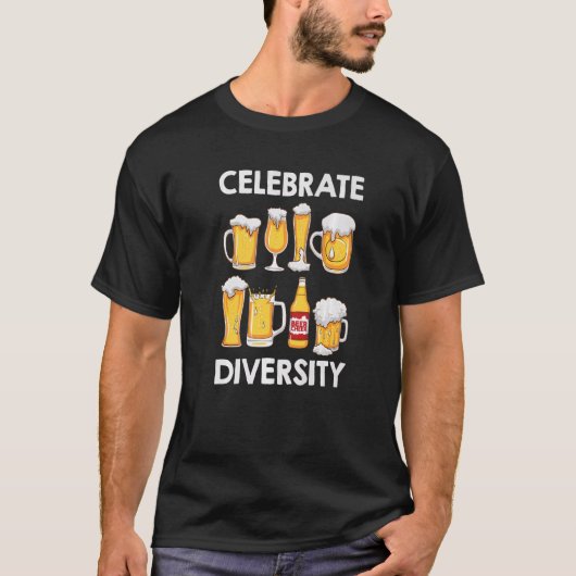 多様性を祝おう ビール好き クラフトビール Tシャツ (正面)
