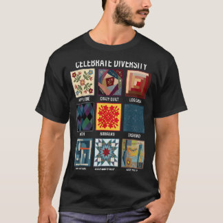 多様性を称えるキルティング クラフト パッチワーク Tシャツ