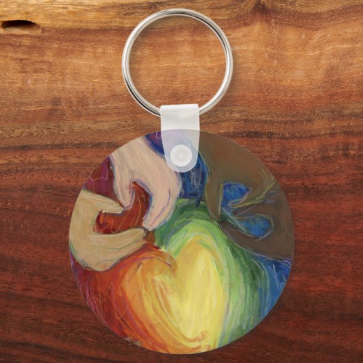 多様性、資本、インクルージョンDEIハートキーチェーン キーホルダー (正面)