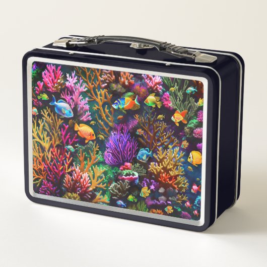 多様鮮やかな魚種を持つサンゴ礁 メタルランチボックス (裏面)