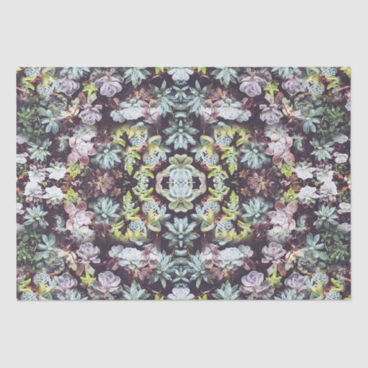 多汁の庭の植物の写真パターン 薄葉紙 (正面)