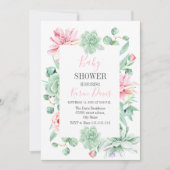 多汁の花のベビーシャワー招待状 招待状 (正面)