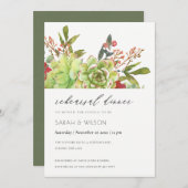 多汁カッティレッドフローラリハーサルディナー招待状 サンキューカード (正面/裏面)