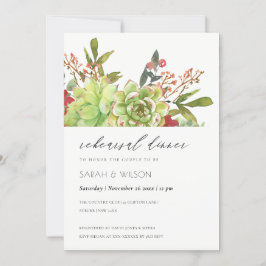 多汁カッティレッドフローラリハーサルディナー招待状 サンキューカード