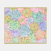 多汁ガーデンウォーターカラーパステルカラフルテル フリースブランケット (正面(横))