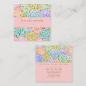 多汁ガーデンウォーターカラーパステルカラフルピンク スクエア名刺 (正面/裏面)