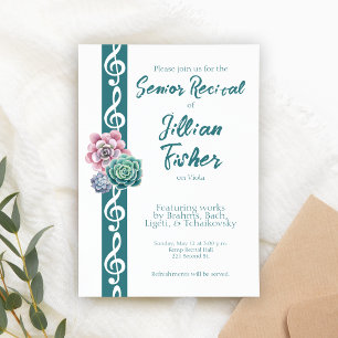 多汁トレブルクレフ、 音符記号テーマシニアミュージックリサイタル 招待状