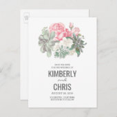 多汁フローラピンクブーケ日付を保存 案内ポストカード (正面/裏面)