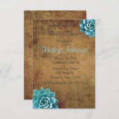 多汁ブライダルシャワー水彩素朴茶色 招待状 (正面/裏面)