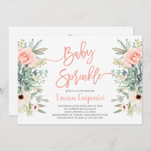 多汁ベビー散水少女招待状 招待状 (正面/裏面)