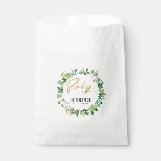多汁リース茎水彩赤ちゃんシャワー フェイバーバッグ (正面)