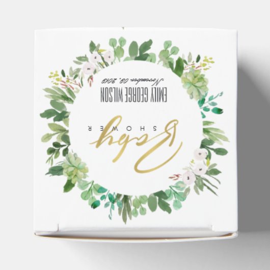 多汁リース茎水彩赤ちゃんシャワー フェイバーボックス (上部)