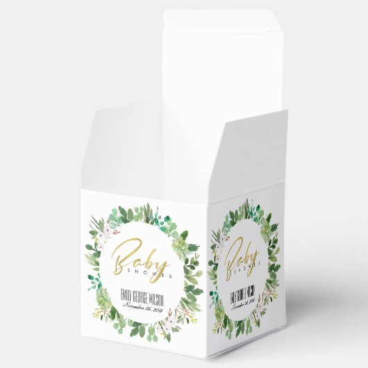 多汁リース茎水彩赤ちゃんシャワー フェイバーボックス (オープン)