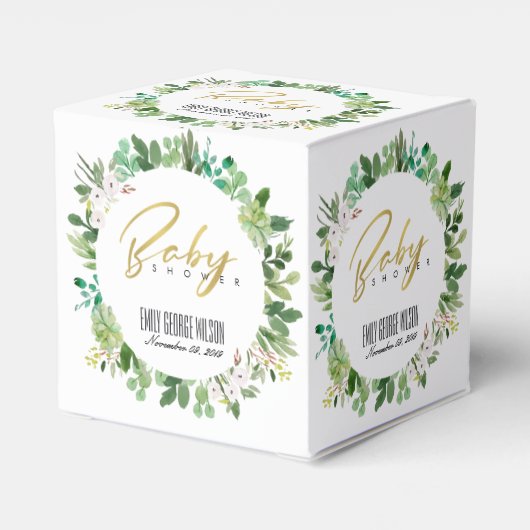 多汁リース茎水彩赤ちゃんシャワー フェイバーボックス (裏面サイド)