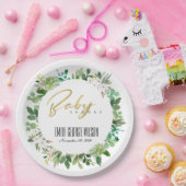 多汁リース茎水彩赤ちゃんシャワー ペーパープレート (パーティー)