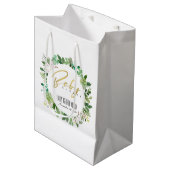 多汁リース茎水彩赤ちゃんシャワー ミディアムペーパーバッグ (正面アングル)