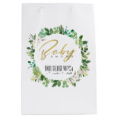 多汁リース茎水彩赤ちゃんシャワー ミディアムペーパーバッグ (正面)