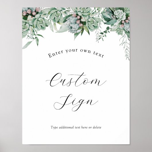 多汁及びユーカリ緑カスタム文字徴候 ポスター (正面)