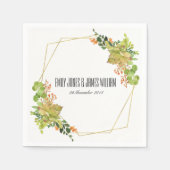 多汁性のサボテンのオレンジフローラ水色結婚の色 スタンダードカクテルナプキン (正面)