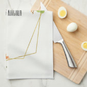 多汁性オレンジフローラ水彩リース キッチンタオル (四つ折り)