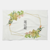 多汁性オレンジフローラ水彩リース キッチンタオル (横)