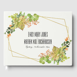 多汁性オレンジフローラ水彩リース ゲストブック