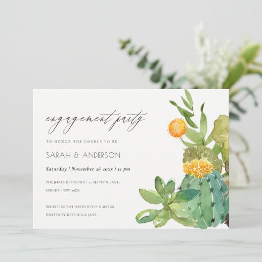 多汁性カッティイエローファナーズ婚約招待状 サンキューカード (スタンド正面)